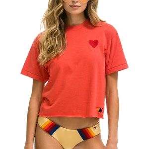 Aviator Nation Heart Embroidery Boyfriend Tee Size L